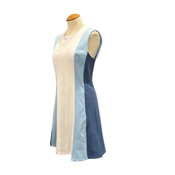 J. LINDEBERG BLUE WHITE COLOR BLOCK TANK DRESS ACTIVEWEAR ATHLEISURE TENNIS GOLF - Picture 5 of 11